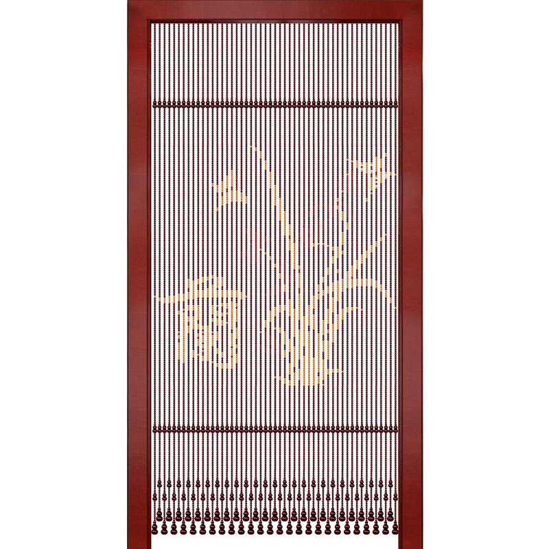 桃木隔断帘葫芦门帘红色玄关客厅过道茶室厕所梅兰竹菊画珠子挂帘