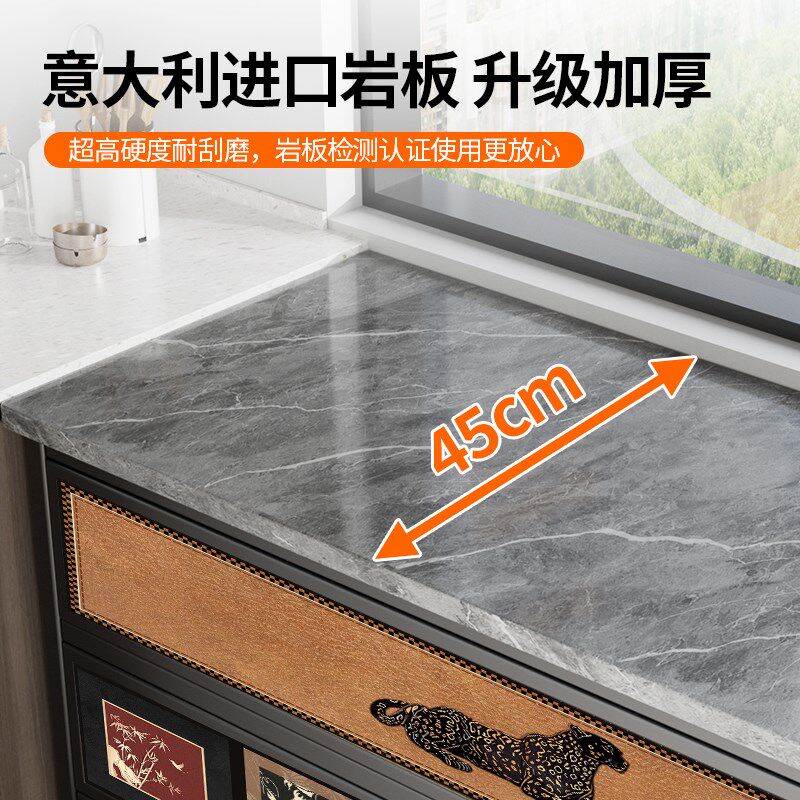 厨房多功能置物架落地多层微波炉岩板三层收纳柜锅具碗架储物柜子