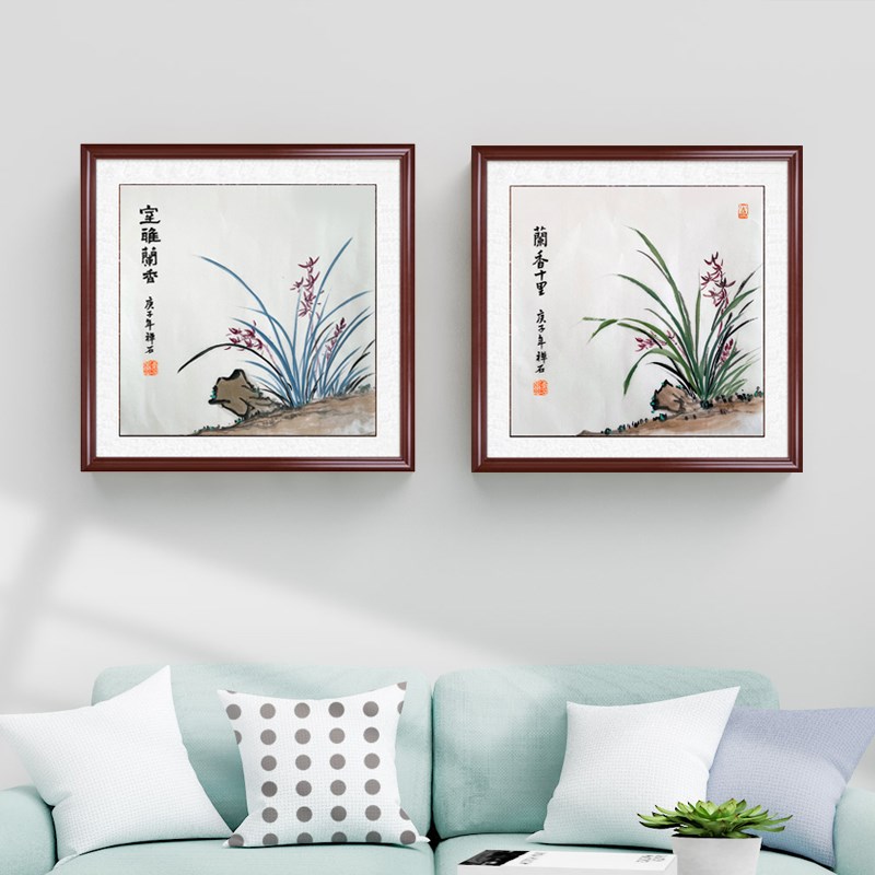 国画葫芦图新中式手绘客厅沙发背景玄关餐厅装饰挂画富贵牡丹花鸟