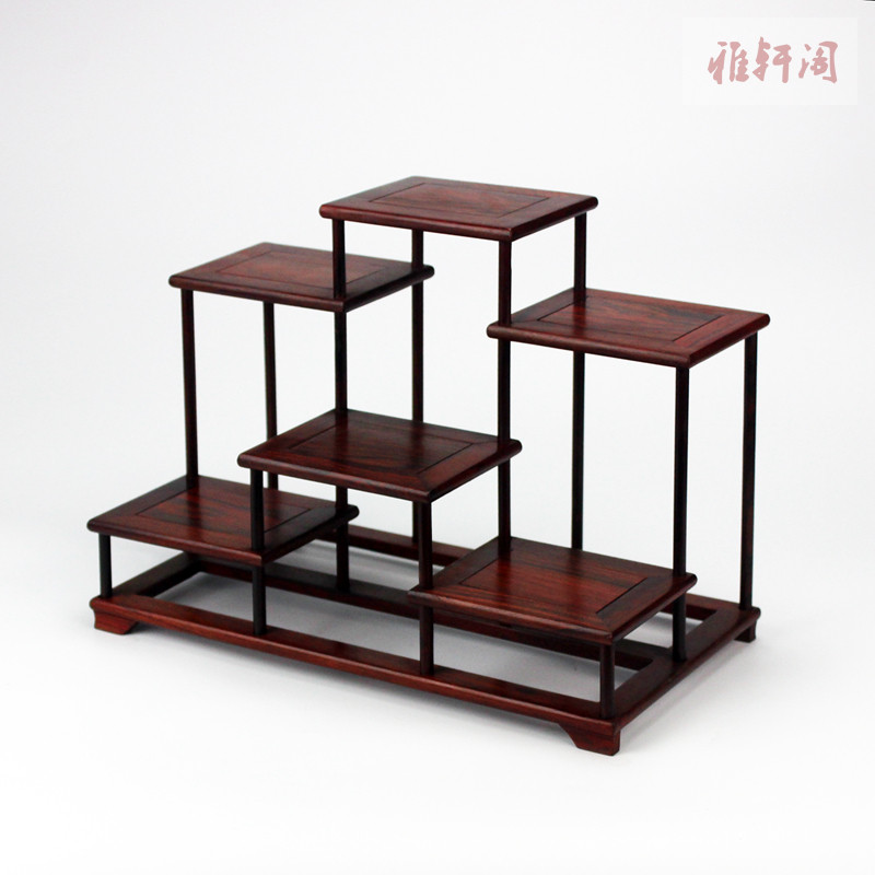 红酸枝中式紫砂壶茶具博古架展示架置物架工艺品盆景摆件实木架子
