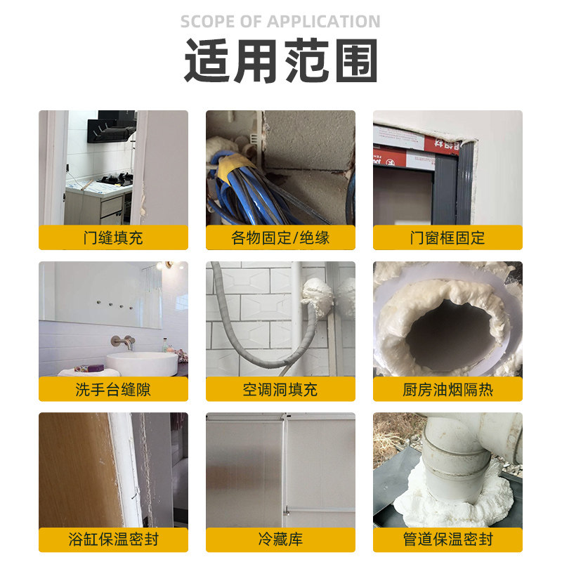 防火发泡胶家用门窗阻燃聚氨酯泡沫填缝剂发泡填充剂膨胀密封防水