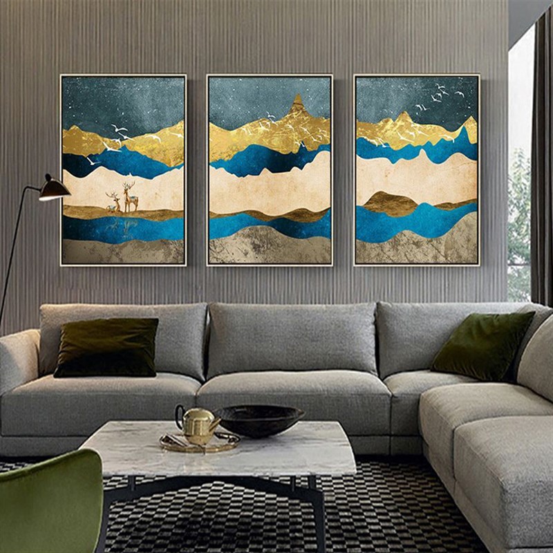 纯手工装饰画抽象画沙发背景墙有框壁画客厅三联画禅意挂画酒店