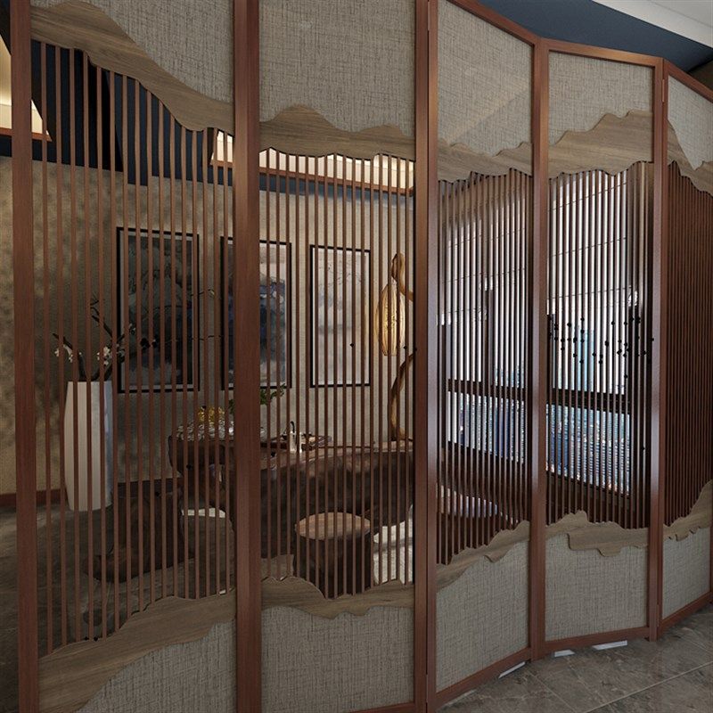 实木移动新中式客厅隔断折叠栅栏屏风折屏禅意镂空玄关办公室酒店