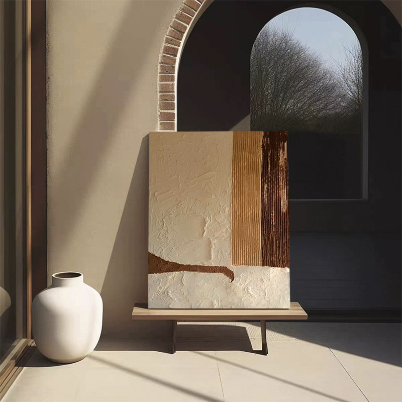 NF.ART手绘油画《夕雅》客厅装饰画玄关高级感设计师抽象肌理壁画