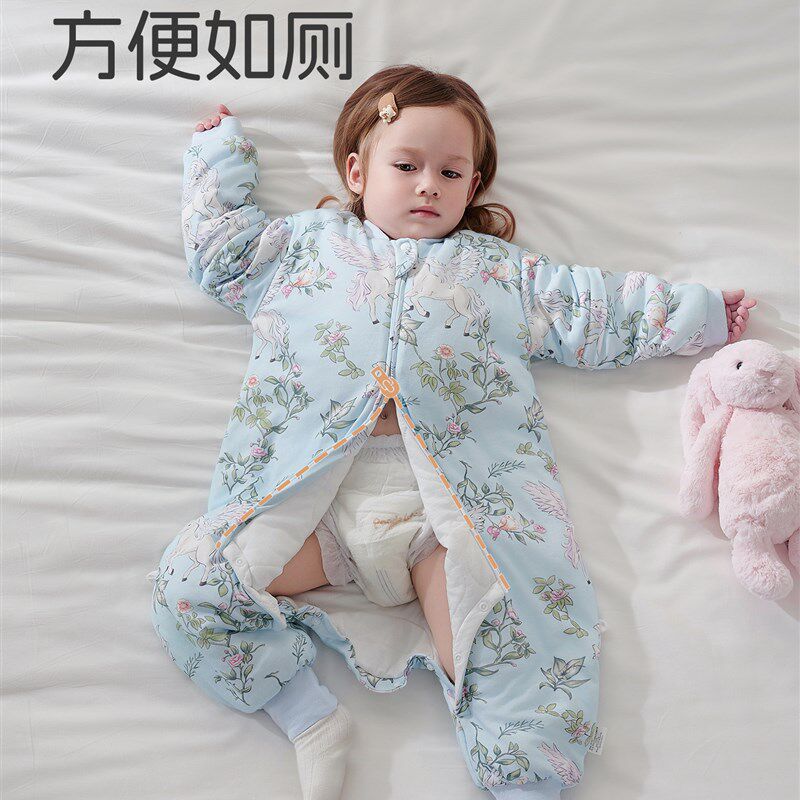 婴儿分腿睡袋羊毛暖姜春秋冬款婴儿童宝宝小学生防踢被神器薄款