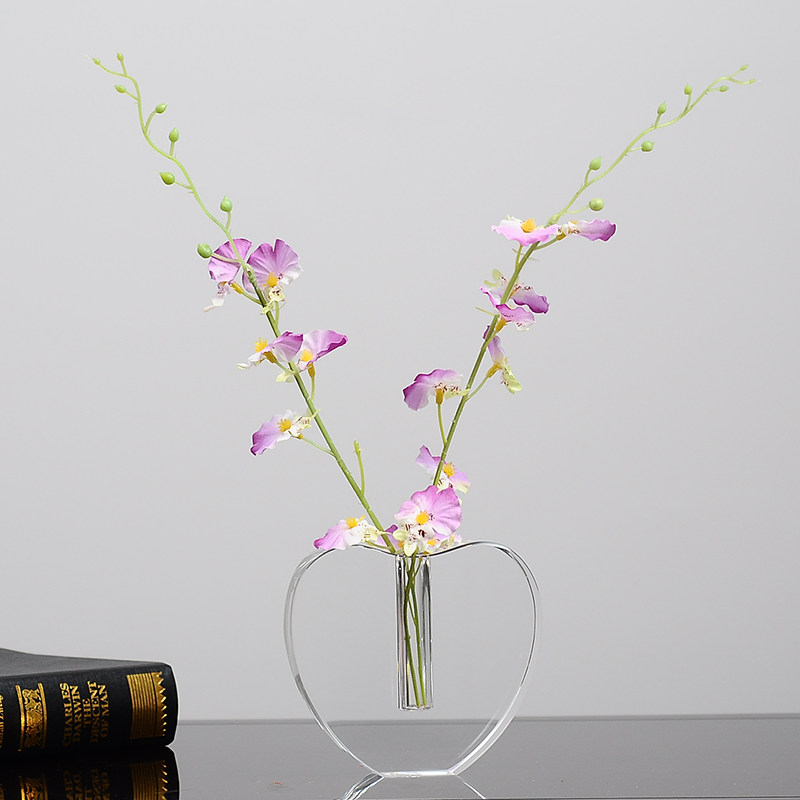 水晶玻璃心形小花瓶 办公桌餐桌装饰小清新花瓶摆件 迷你小花瓶