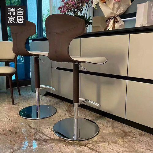 吧台椅家用升降吧台椅不锈钢高脚凳旋转椅吧台凳设计师款吧台椅子