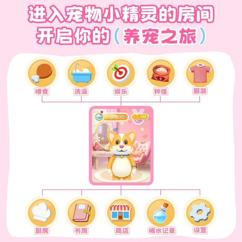 儿童电子宠物水杯喂养互动玩具高颜值男女孩幼儿园直饮水壶便携