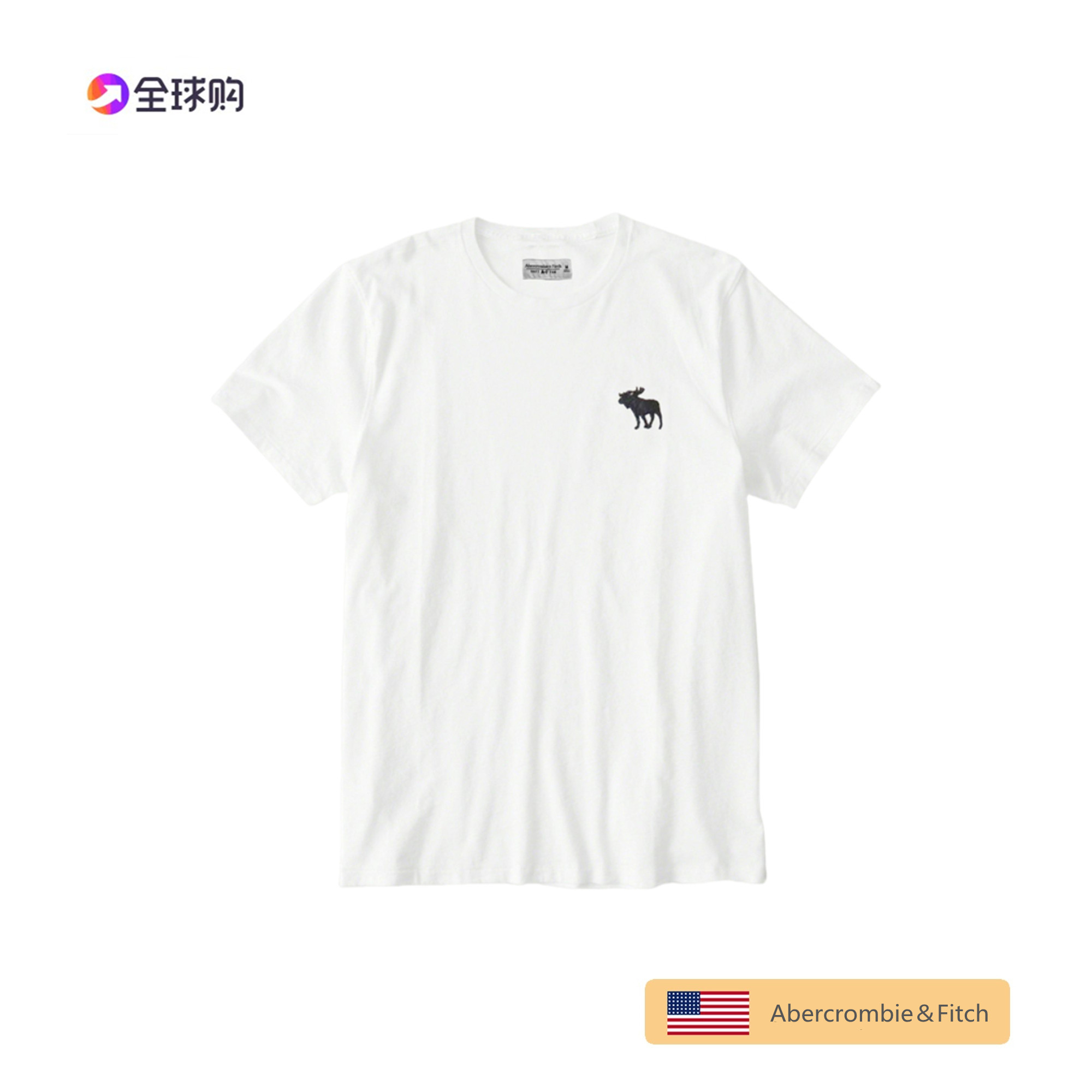 清仓美国AF短袖T恤男女圆领白色小鹿刺绣纯棉修身百搭休闲上衣夏
