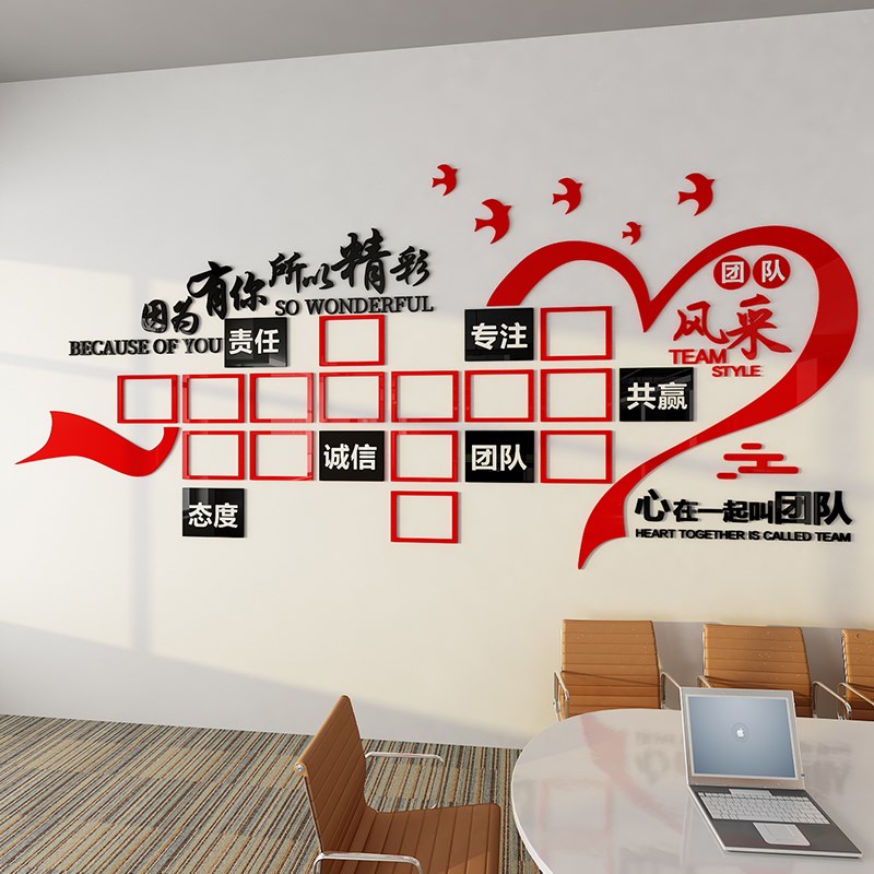 办公室墙面装饰员工风采展示墙公司团队活动剪影照片墙贴企业文化