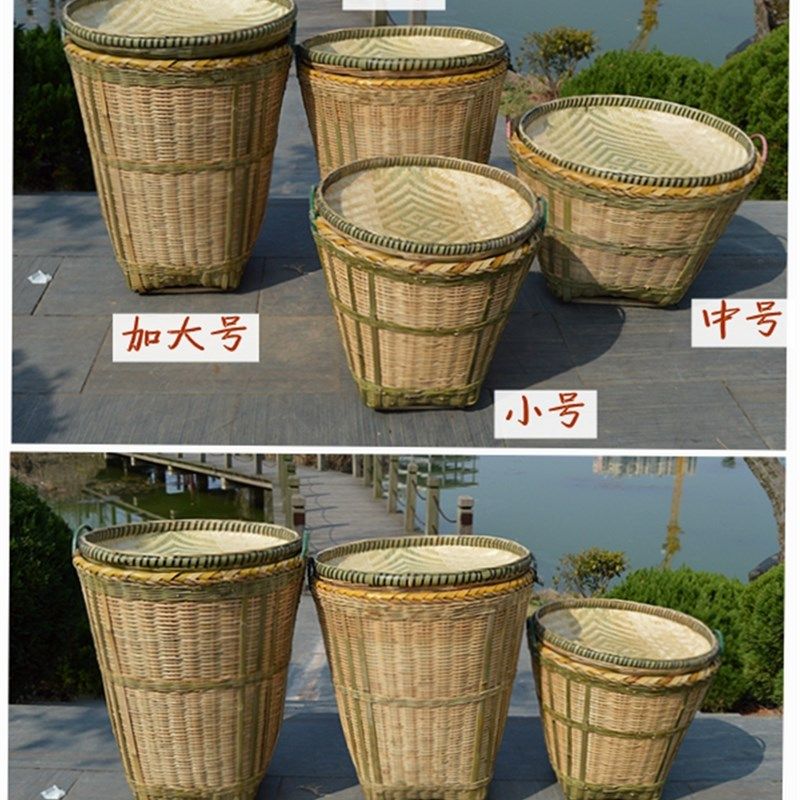 包邮手工竹编筐大竹筐篓子超市饭店展示收纳竹篮竹箩筐子植物盆套