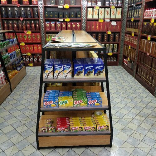 面包架甜品食品休闲零食双面钢木展示货架糕点烘培蛋糕母婴中岛柜