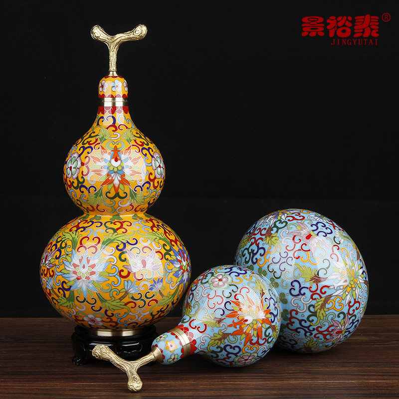 12寸景泰蓝葫芦花瓶摆件铜胎掐丝乔迁礼物商务北京特色手工艺品