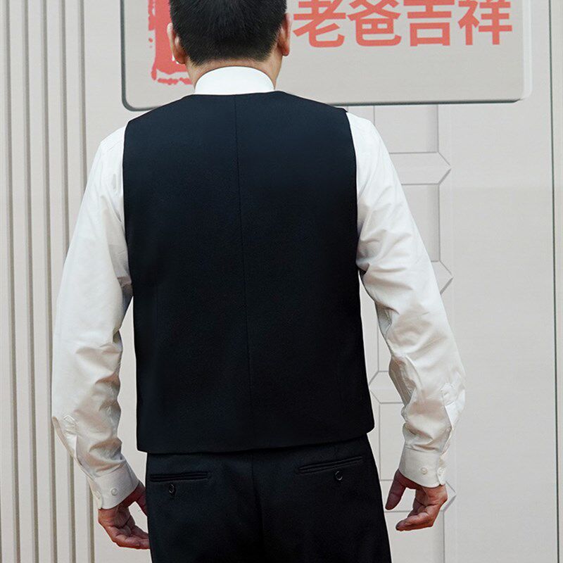 西装马甲中年男士马夹黑色男式网红2023年新款薄款中老年春秋外搭