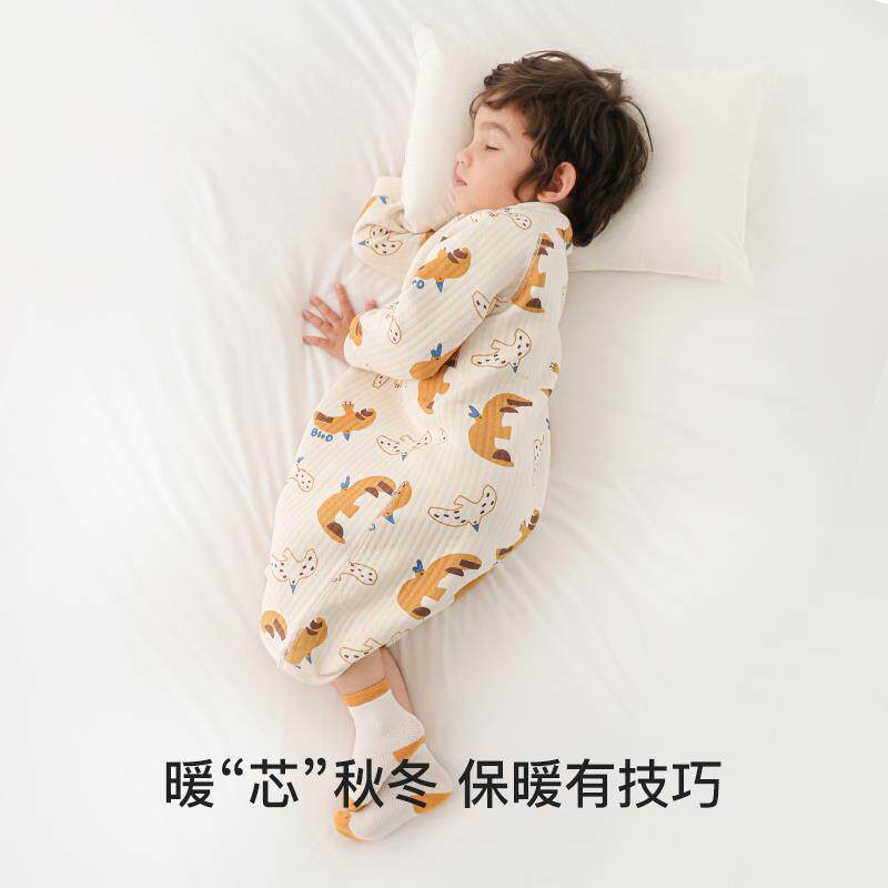 儿童睡衣秋款婴儿睡袍秋冬夹棉宝宝男女童睡裙纯棉保暖秋冬季防踢
