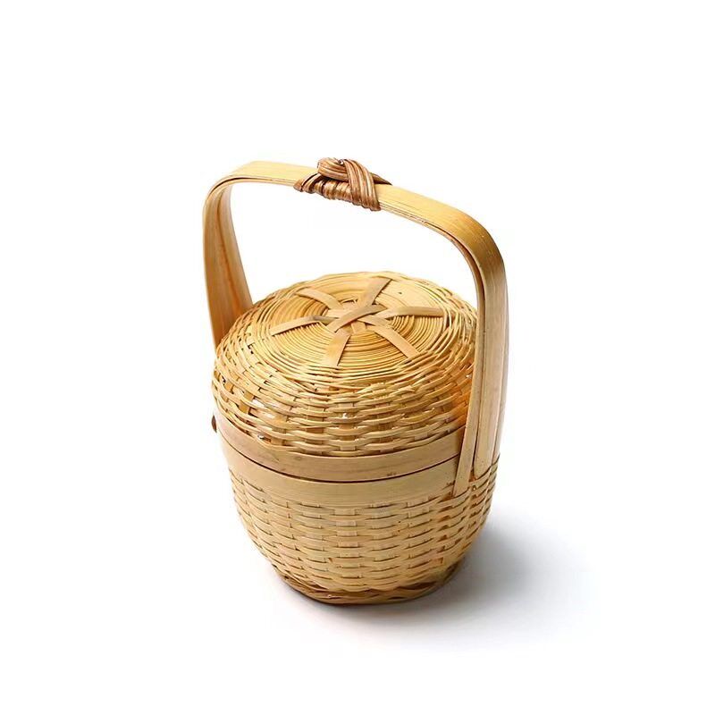 竹编制品篮子竹编簸箕迷你精编手提篮日料小巧点心篮刺身装饰篮子