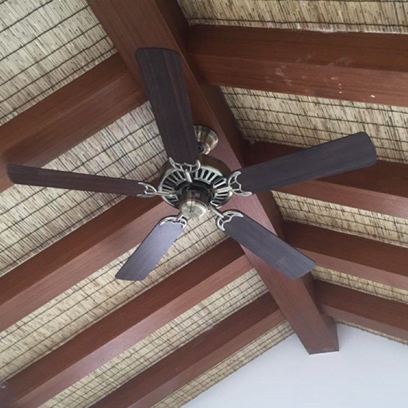 无灯木叶吊扇灯欧式仿古电扇灯客厅餐厅风扇灯古铜色复古风扇吊灯