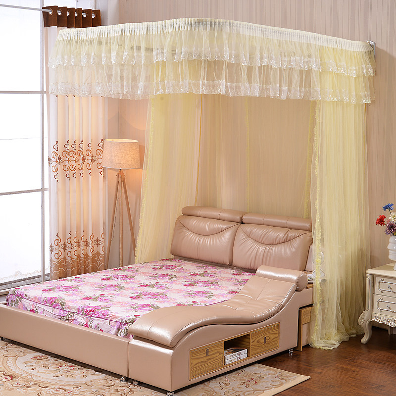 定做特殊尺寸拉幕导轨蚊帐加厚加密U型公主风婚庆1.8m1.5双人家用