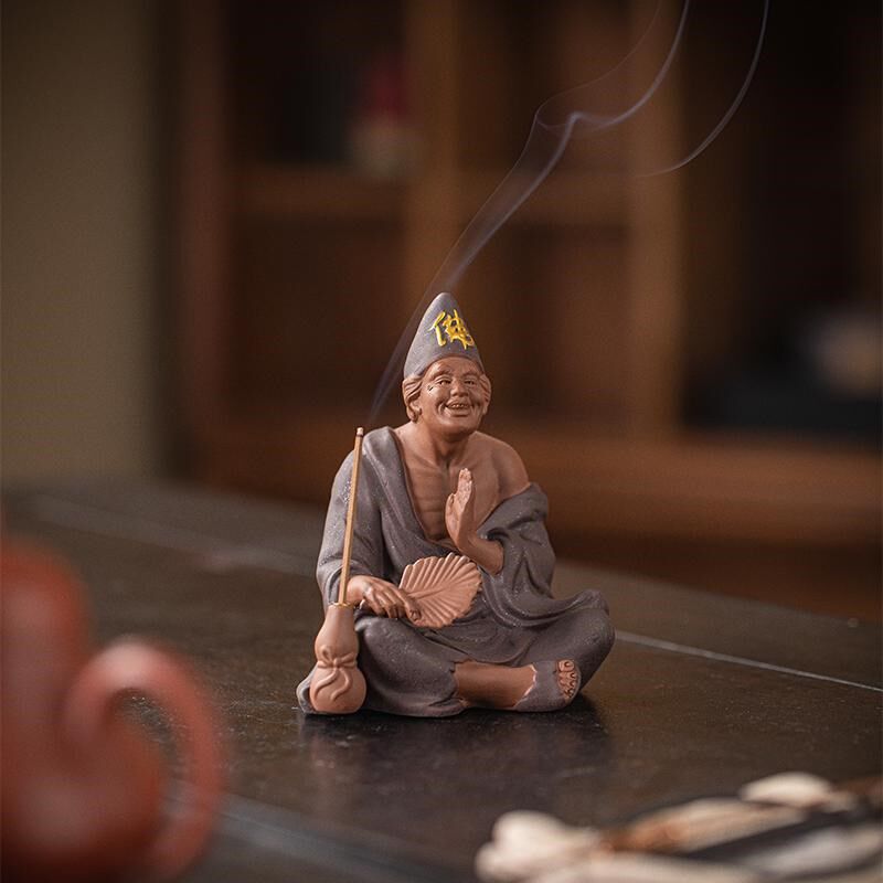 济公活佛陶瓷茶宠线香插摆件禅意人物家居茶室茶桌造景博古架装饰