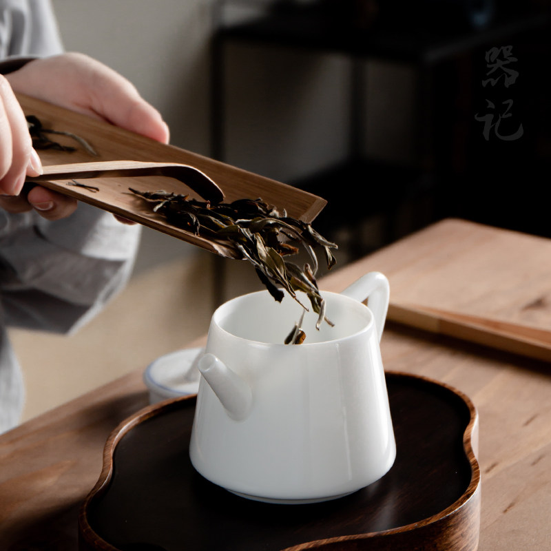 甜白釉泡茶壶德化白瓷文竹壶陶瓷功夫茶具家用茶壶大小号球孔单壶