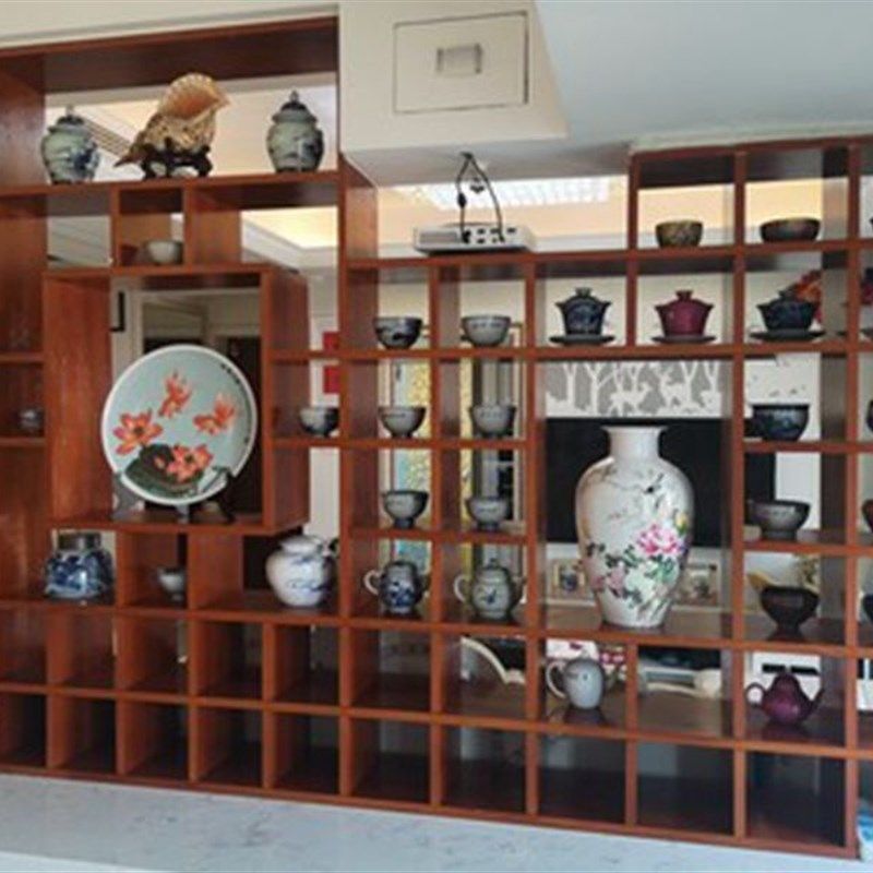 定做带灯光实木格子架茶壶架展示架壁挂展示柜博古架多宝阁格子柜