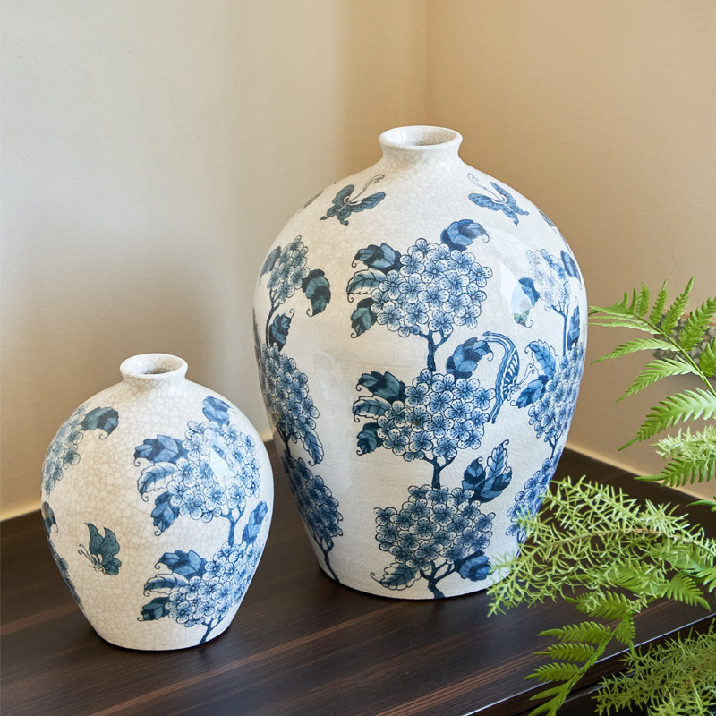青花瓷花瓶新中式室内桌面插花客厅高端民宿桌面花器书房装饰摆件