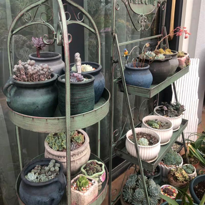 欧式复古铁艺室内绿萝置物架花几架花架置物阳台客厅花架子落地式
