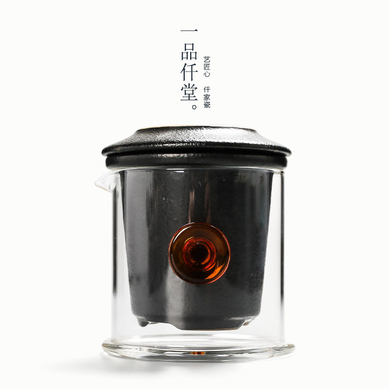 一品仟堂陶瓷快客杯泡茶器玻璃一壶二杯旅行单人茶具套装功夫过滤