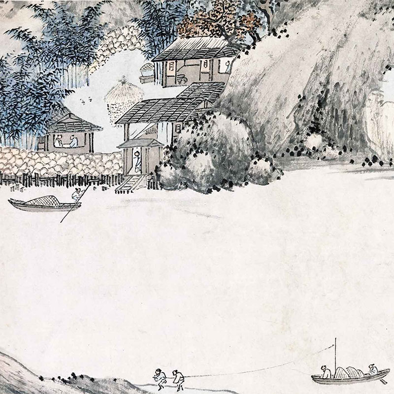 沈周 吴中山水卷 微喷古代名画复制传统山水画长卷临摹宣纸画稿