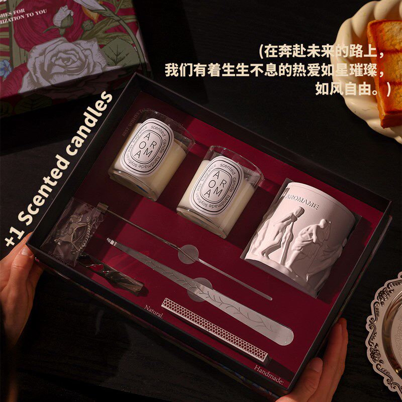 文艺复兴双芯香薰蜡烛浪漫高级感礼盒订婚结婚伴手礼送女生日礼物