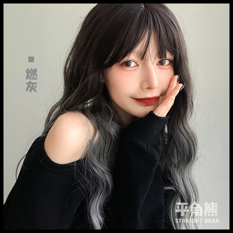 平角熊假发女长卷发lolita甜美可爱逼真自然jk全头套【燃灰】