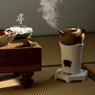 红白泥炭炉煮茶炉家用户外烧茶陶瓷煮茶器温酒炉煮酒炉炭火温泡茶