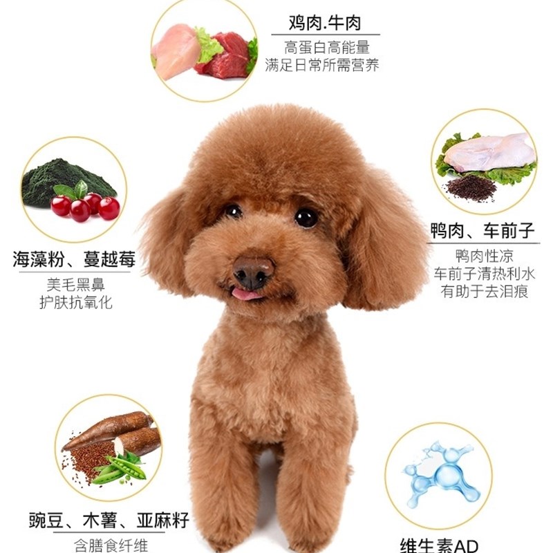 汪爸爸专用贵宾 泰迪狗粮幼犬成犬小型犬美毛去泪痕无谷配方5斤装
