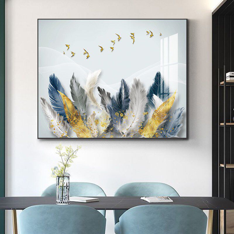 北欧电表箱装饰画免打孔遮挡配电箱总开关壁画轻奢羽毛电盒子挂画