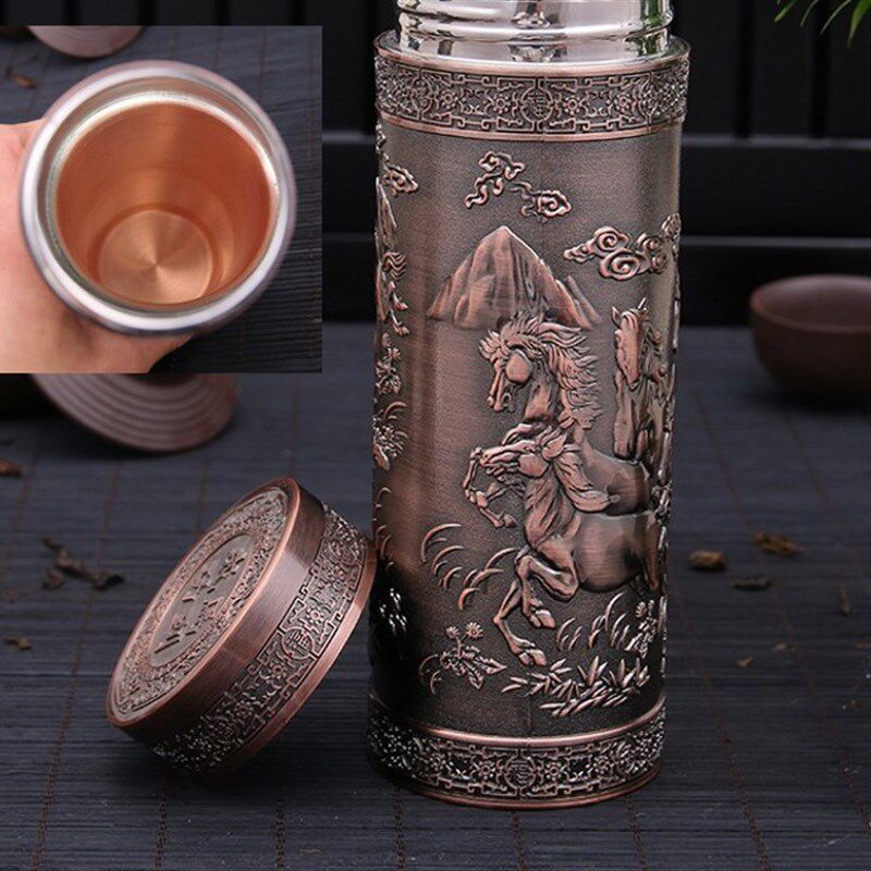 专业补铜水杯保温杯白癜風克星纯紫铜内胆水杯铜茶杯餐具杯子包邮