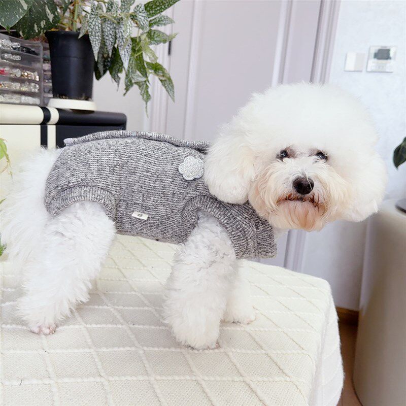 潮查利家狗狗秋冬中厚包肚马甲泰迪比熊博美猫咪犬保暖毛衣背心款