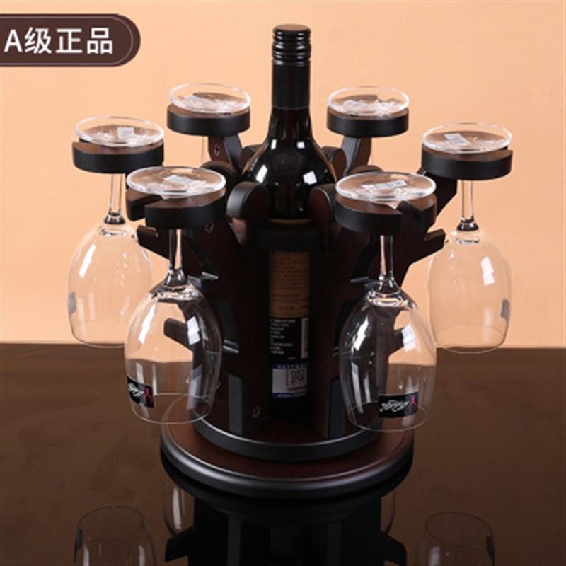 木质红酒架高脚杯倒挂葡萄酒架摆件高档红酒展示架客厅电视柜摆