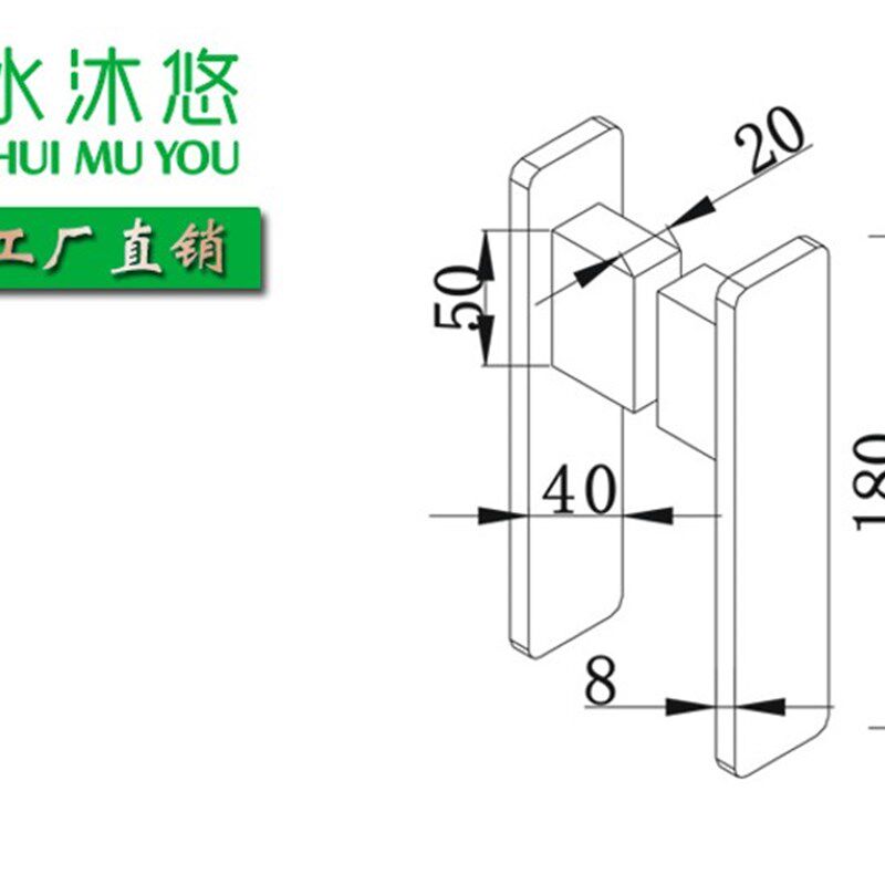 玻璃门淋浴房把手镜光不锈钢实心款 304不生锈浴室门拉手L42B明装