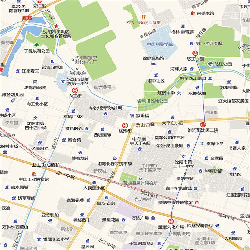 2021新款沈阳市城区地图办公室挂图高清防水墙壁装饰实物推荐定制