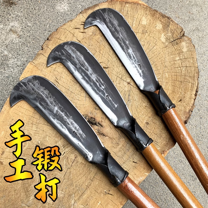 德国进口户外镰刀锰钢淬火锻打农用特殊钢砍树刀劈柴弯刀除草砍柴