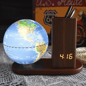 funglobe地球仪13cm中学生小号笔筒充电时钟音乐铃学生用发光夜灯