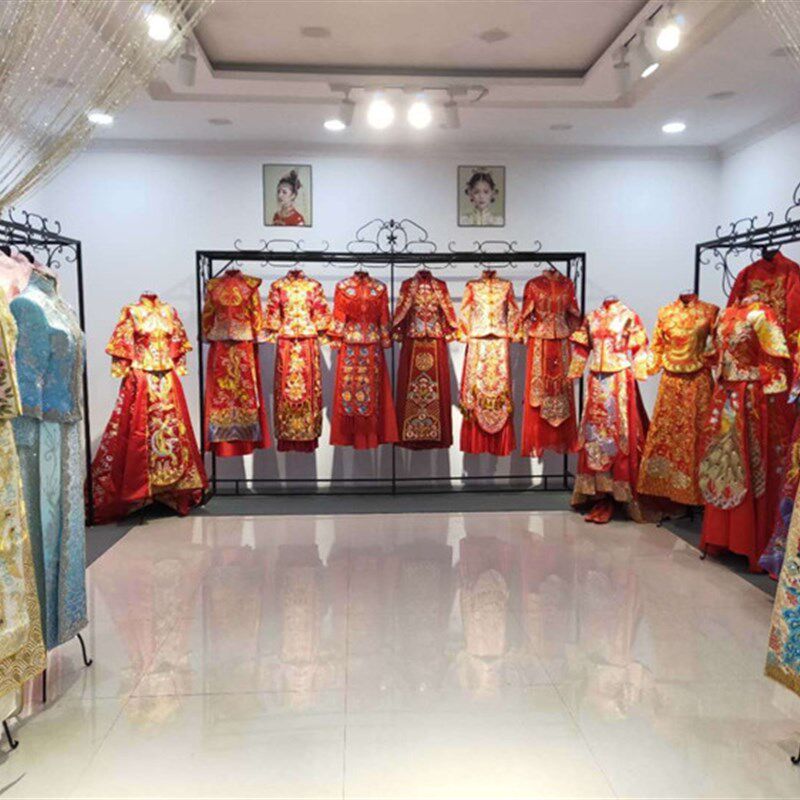 婚纱店架照相馆展示架礼服架子旗袍铁艺挂衣架高档落地秀禾道具货