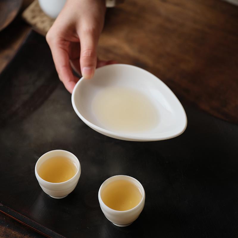 木墨水滴壶承 德化白瓷家用茶承养壶垫茶台盖碗盖壶盖托盘底座