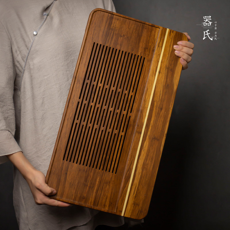 器氏 竹制茶盘家用简约沥水托盘功夫茶具排储两用干泡盘茶台茶海