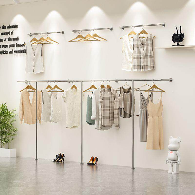 服装/店上墙不锈示钢展式架挂衣子壁挂式女装架店货架童装落地挂