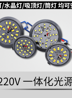 LED水晶吸顶吊灯灯泡3W5W一体化光源220V射灯一拖一贴片光源配件