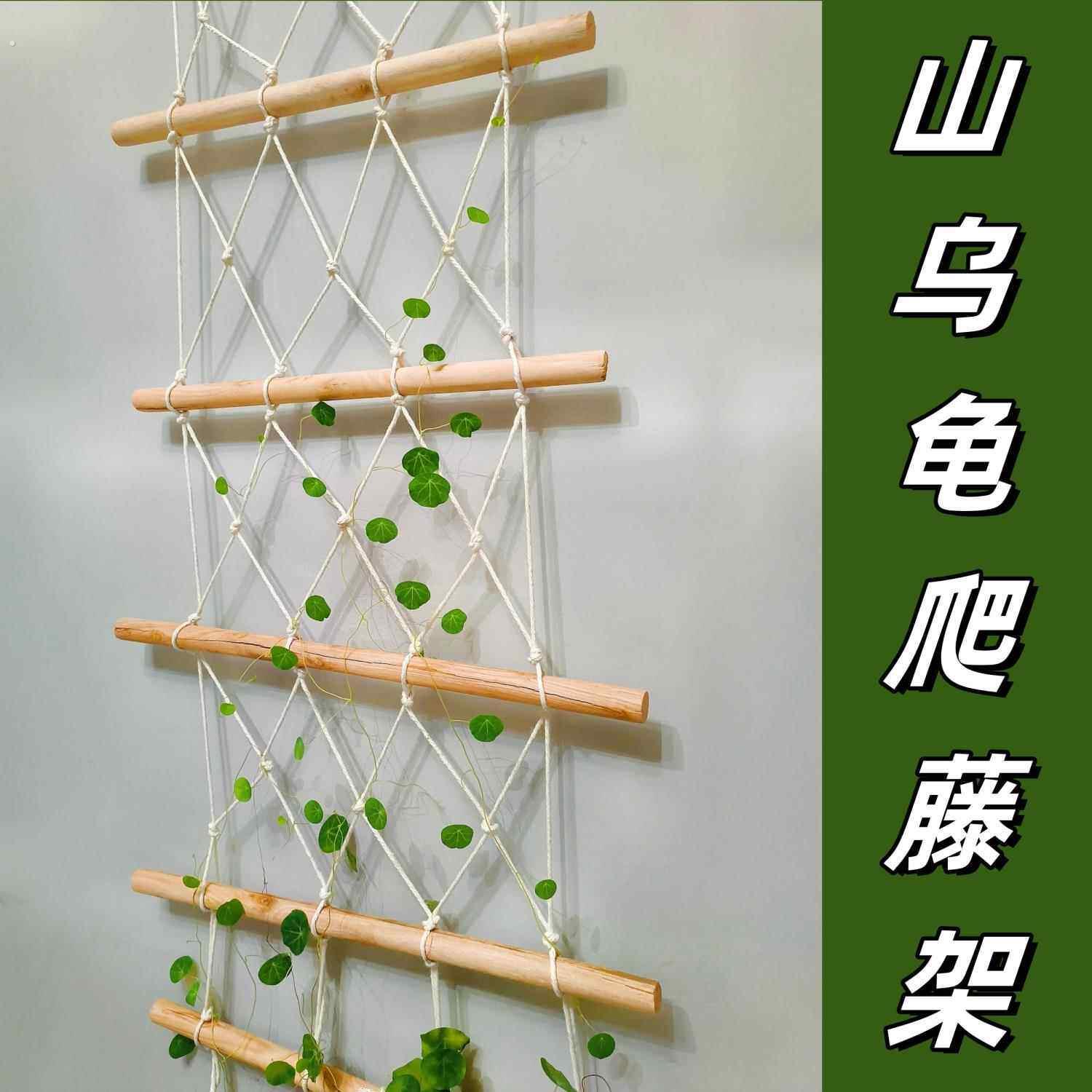 山乌龟爬藤架绿植物室内攀爬软网格牵引线彷麻绳木梯子装饰壁挂架