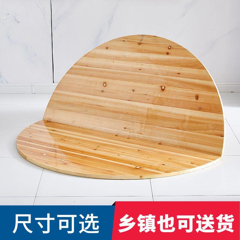 加厚大圆桌面板折叠家用实木人台面转盘10圆形对折简易餐桌20酒店