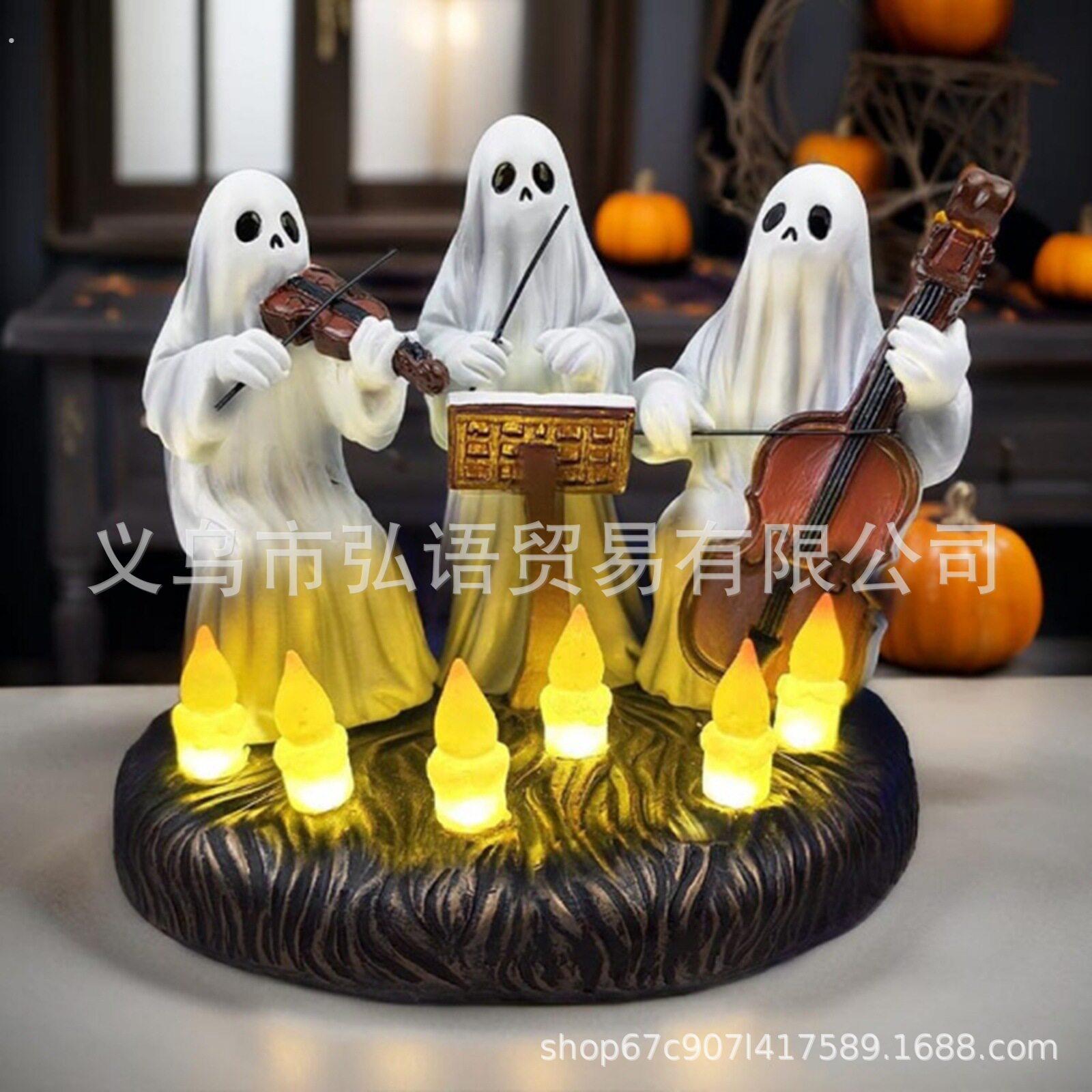 跨境万圣节幽灵巫师树脂鬼节氛围装饰品新款工艺品节日摆件装饰