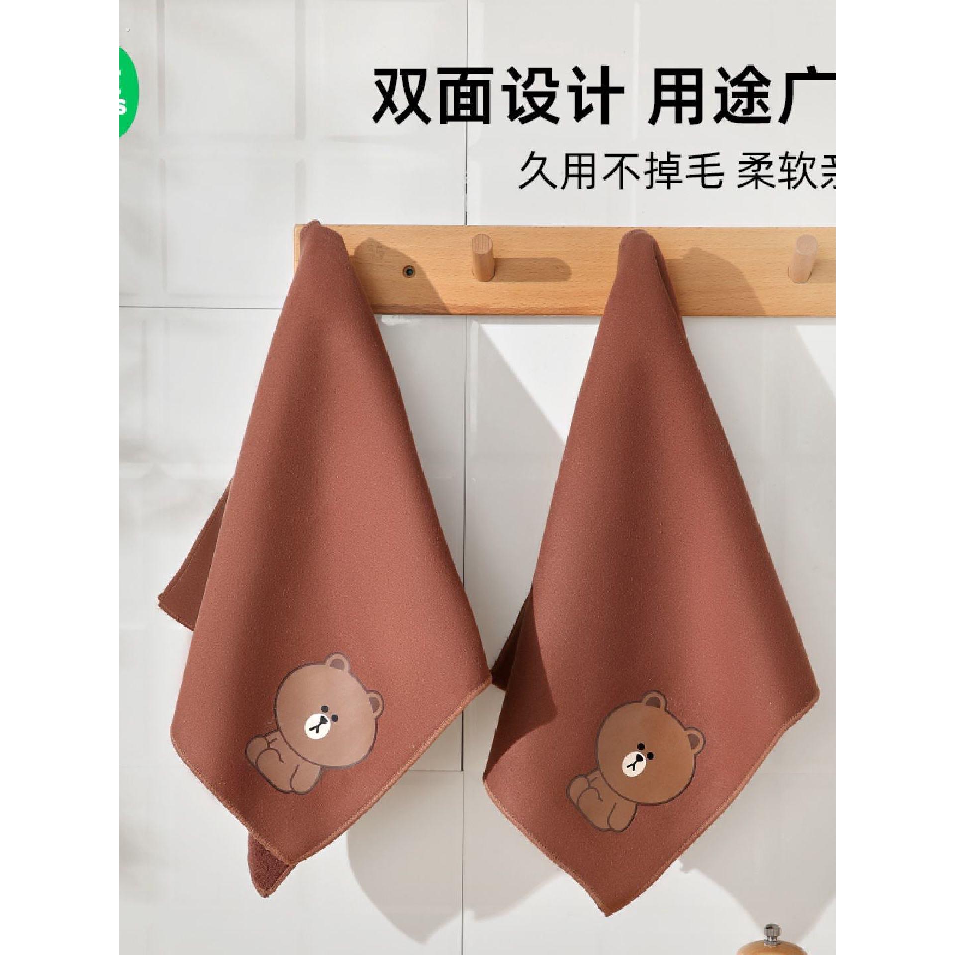 双面擦手巾可挂式吸水擦玻璃小方巾厨房家用速干搽手巾可爱小毛巾